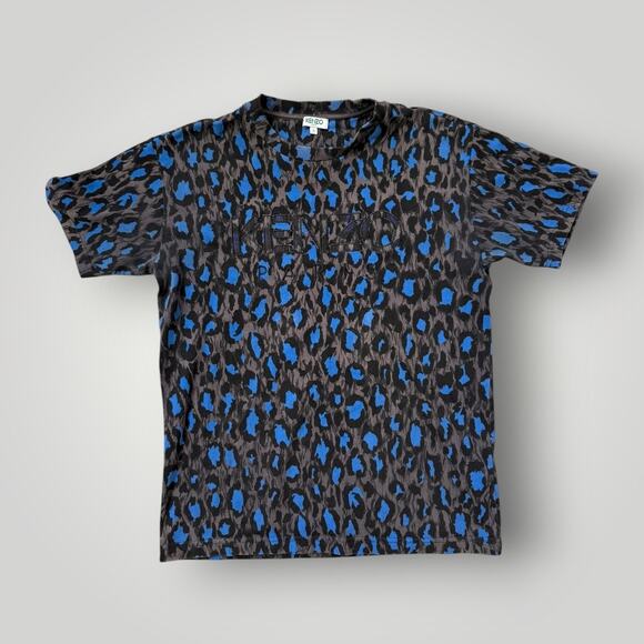 KENZO Paris Leopard Print Blue / Grey / Black T-Shirt Size S - Picture 2 of 11